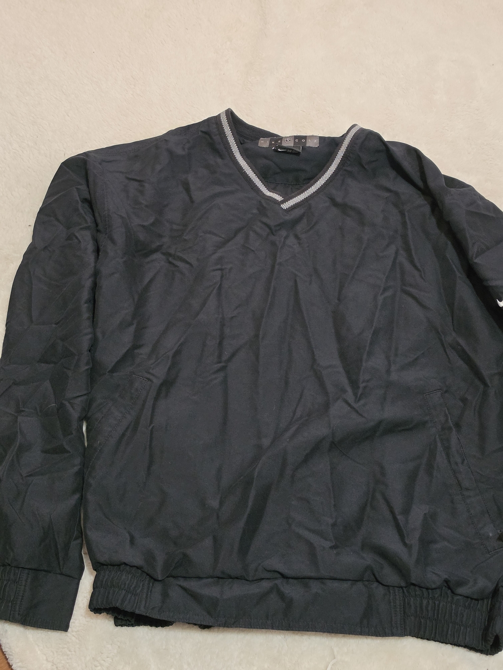 .Nike Men's Black V-Neck Pullover Sweater with Contrast Trim